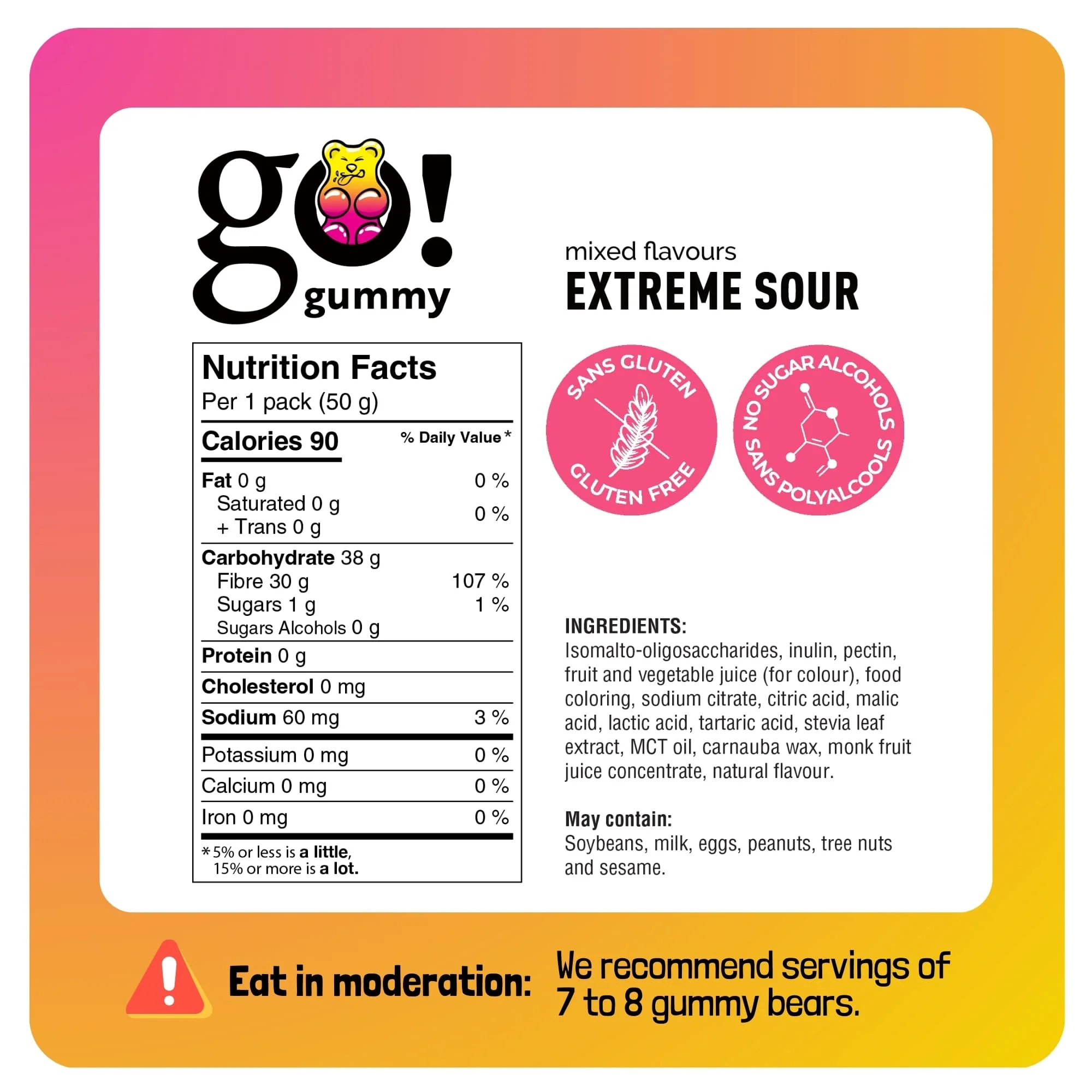 Jimmy Sevigny β GoGummy Extreme Sour β Mixed Flavours β 12 Γ 50g β Low sugar high fibre - Canadian Distribution - Ships Free Within Canada on Orders Above CAD $199 - Image 8