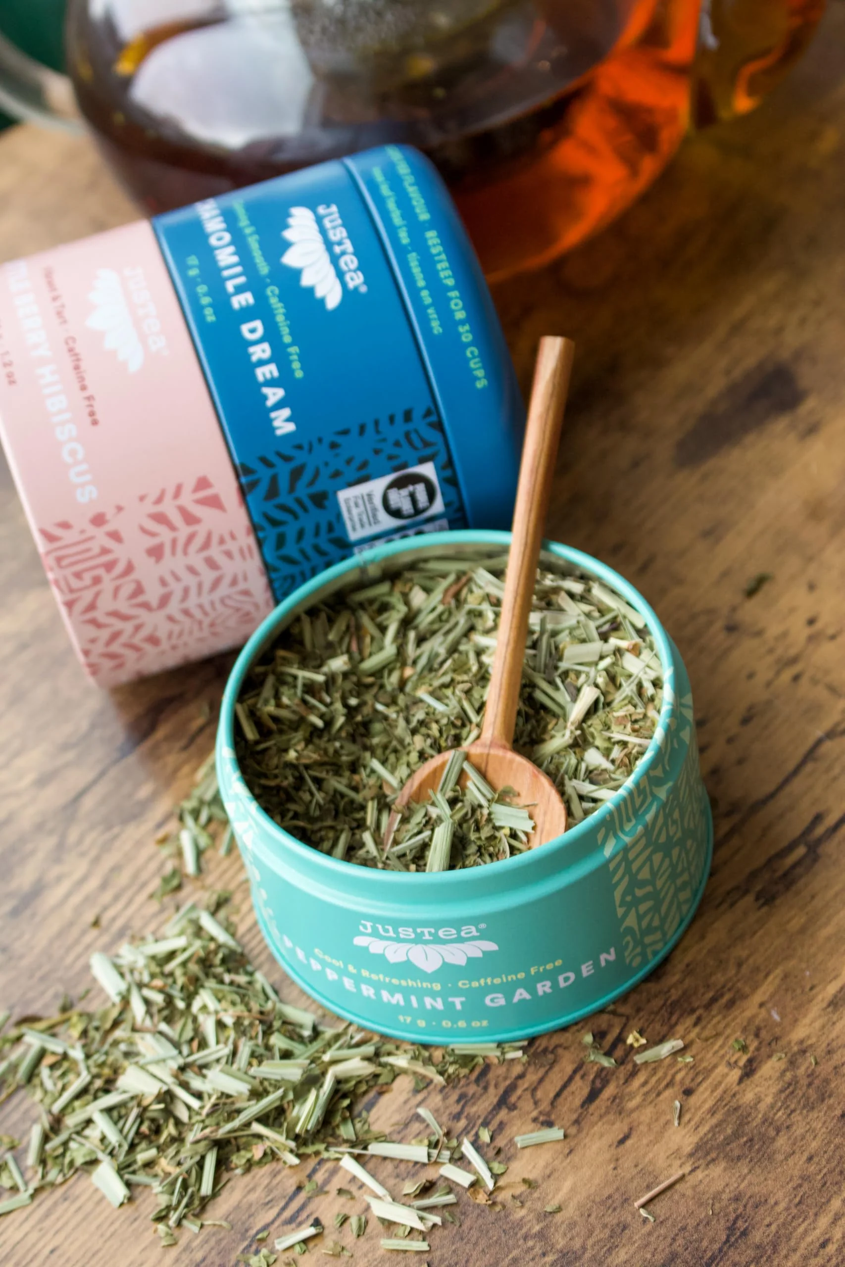 JusTea โ Herbal Tea Trio โ Variety Pack โ Loose Leaf + Carved Spoon - Canadian Distribution - Ships Free Within Canada on Orders Above CAD $199 - Image 2