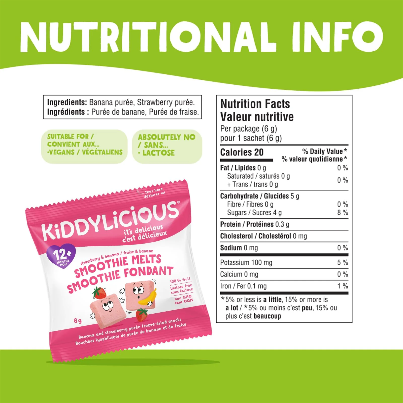 Kiddylicious Strawberry & Banana Smoothie Melts - 16 Portions, 96g - Canadian Distribution - Ships Free Within Canada on Orders Above CAD $199 - Image 5