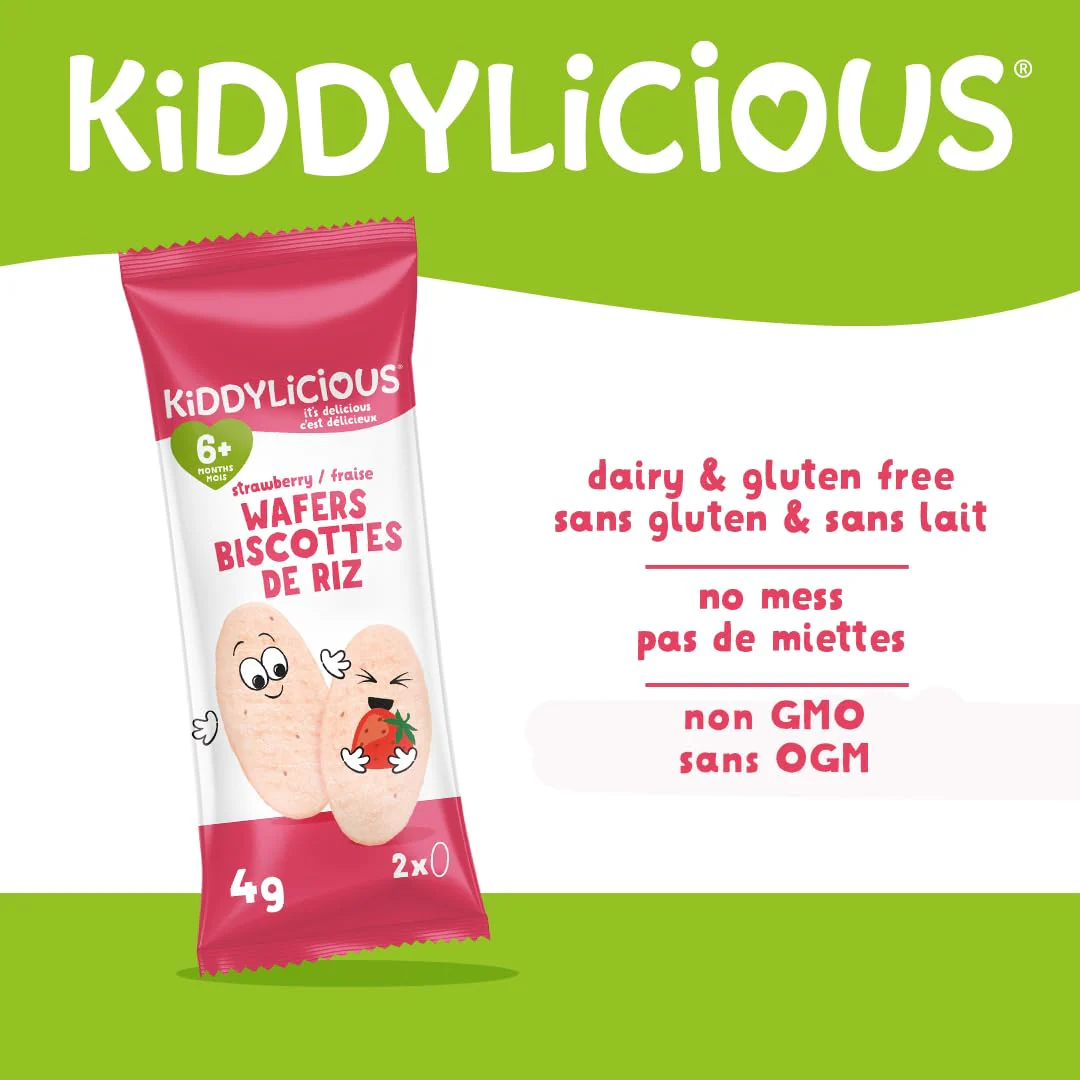 Kiddylicious Strawberry Wafers โ Gentle Baby Snacks for 6+ Months โ Gluten-Free, Dairy-Free & Vegan โ 24 Pieces, 96g - Canadian Distribution - Ships Free Within Canada on Orders Above CAD $199 - Image 4