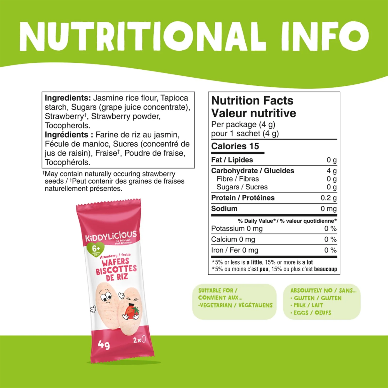 Kiddylicious Strawberry Wafers โ Gentle Baby Snacks for 6+ Months โ Gluten-Free, Dairy-Free & Vegan โ 24 Pieces, 96g - Canadian Distribution - Ships Free Within Canada on Orders Above CAD $199 - Image 7