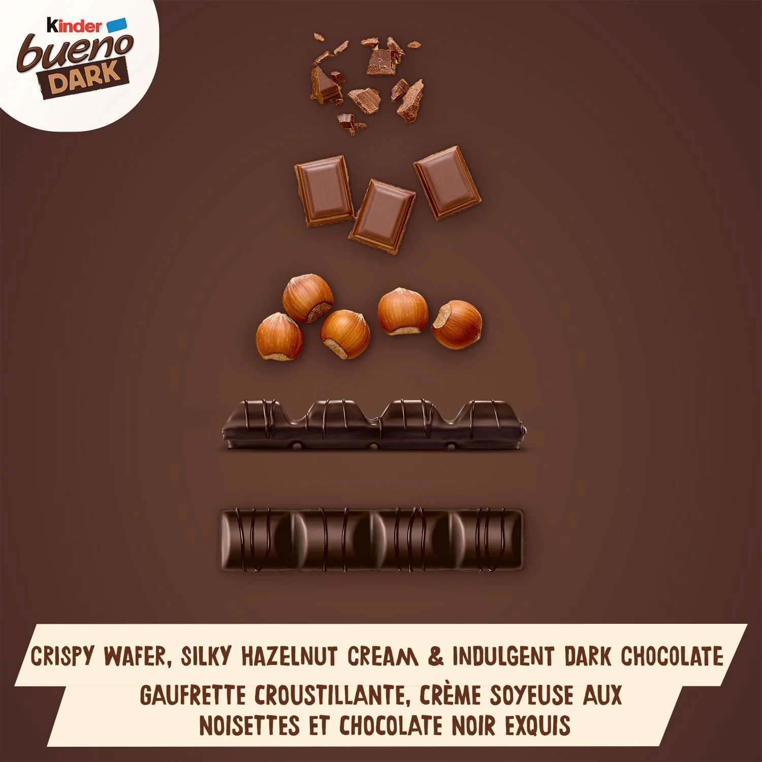Kinder Bueno Dark Chocolate Hazelnut Wafer Bars - 30 Pack (2 Bars Per Pack, 43g Each) - Canadian Distribution - Ships Free Within Canada on Orders Above CAD $199 - Image 4