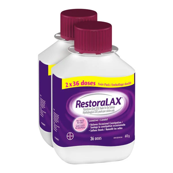 Laxative - 2 x 36 Doses - RestoraLAX - Health and Wellness - Canadian Distribution - Ships Free Within Canada on Orders Above CAD $199