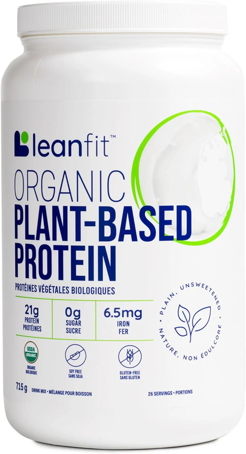 Leanfit – Organic Plant Protein Powder – Plain Unsweetened – 715 g, 26 Servings – Ships Free Within Canada on Orders Above CAD $199