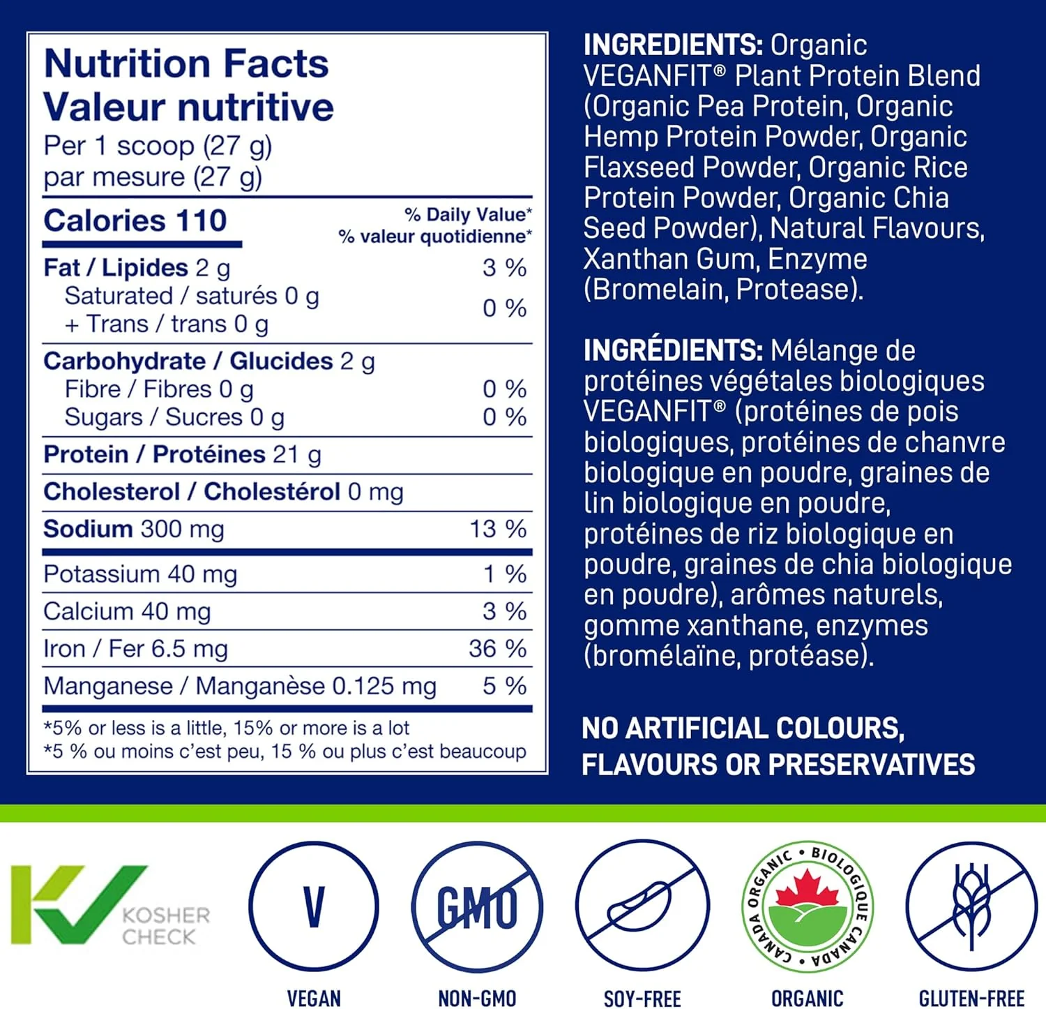 Leanfit – Organic Plant Protein Powder – Plain Unsweetened – 715 g, 26 Servings – Ships Free Within Canada on Orders Above CAD $199 - Image 2