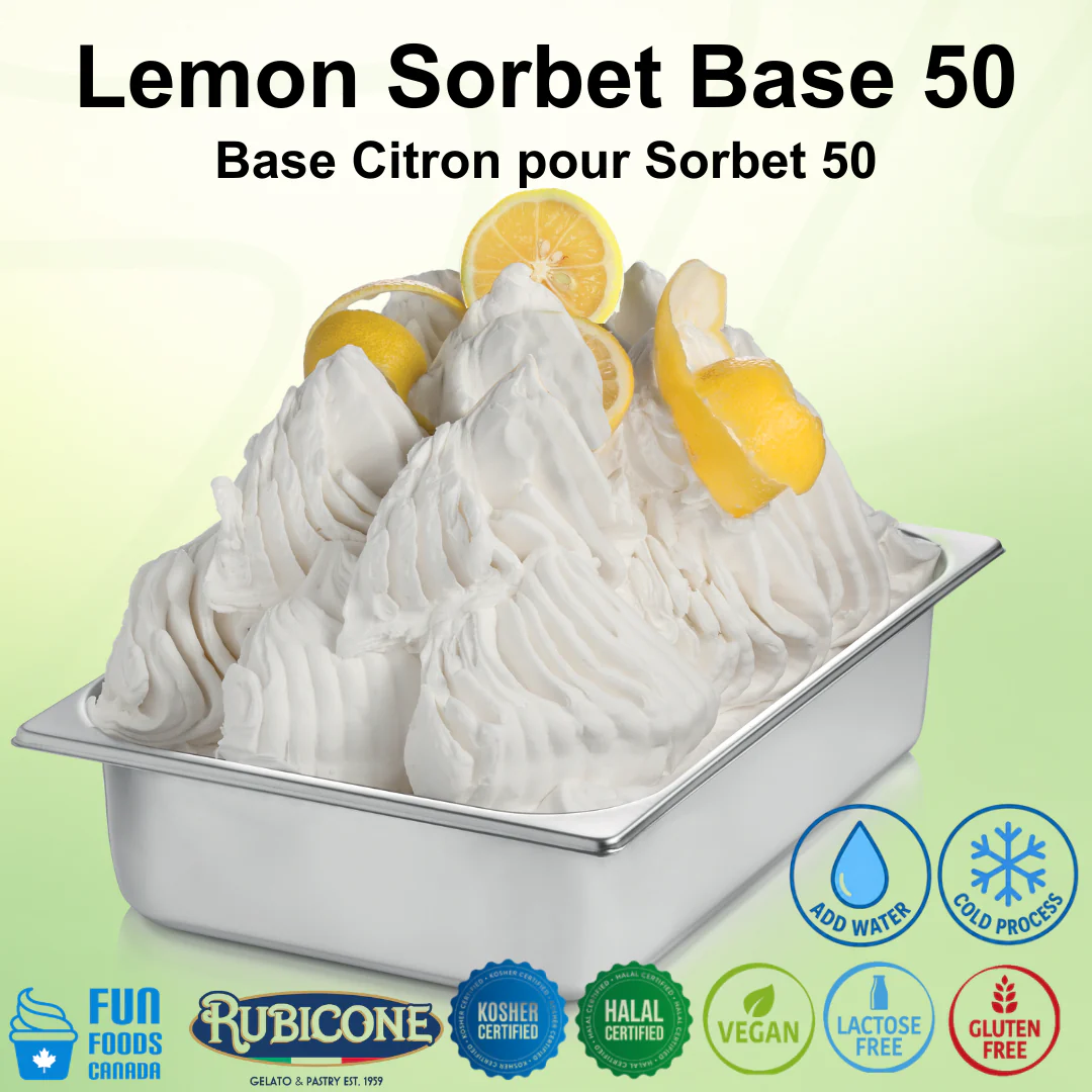 "PRE-ORDER" Lemon 50 - Gelato Bases - Fruit Bases - Cold Process - Case of 4 x 3 KG bags - Rubicone Canada - Ships Free Within Canada on Orders Above CAD $199