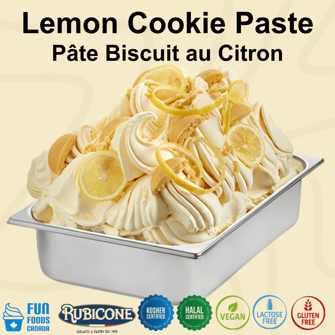 "PRE-ORDER" Lemon Cookie Paste - Classic Gelato Pastes - Case of 2 x 3 KG Buckets - Rubicone Canada - Ships Free Within Canada on Orders Above CAD $199