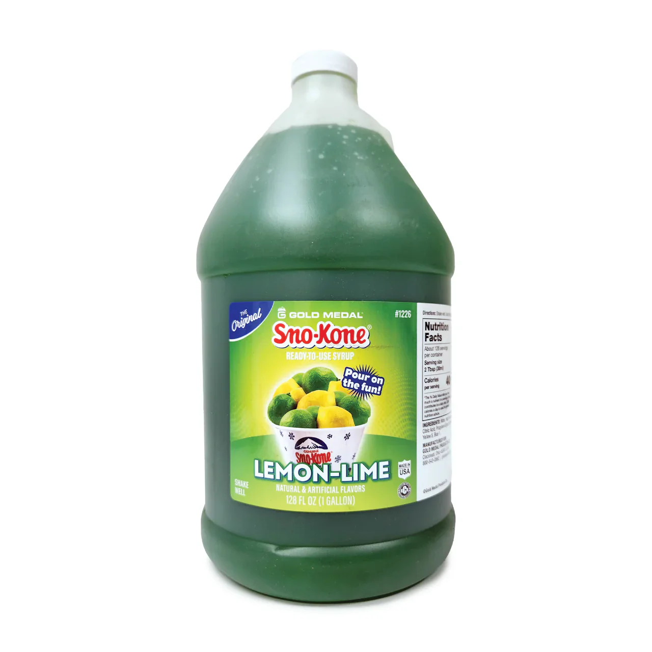 Lemon-Lime - Sno-Treat Sno-KoneĀ® Syrup and Slush Mix - 4 x 1 Gallon - Canadian Distribution - Ships Free Within Canada on Orders Above CAD $199