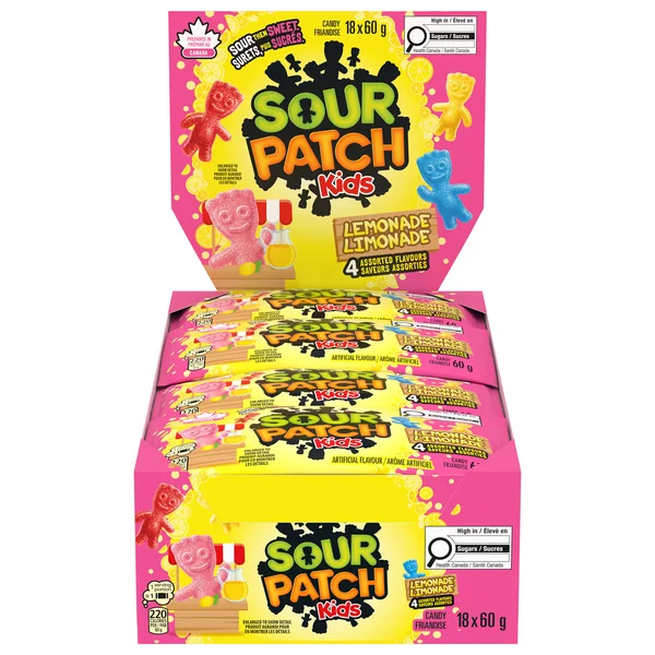 Lemonade - 4 Cases x 18 Packs x 60 g - Sour Patch Kids - Canadian Distribution - Ships Free Within Canada on Orders Above CAD $199 - Image 2