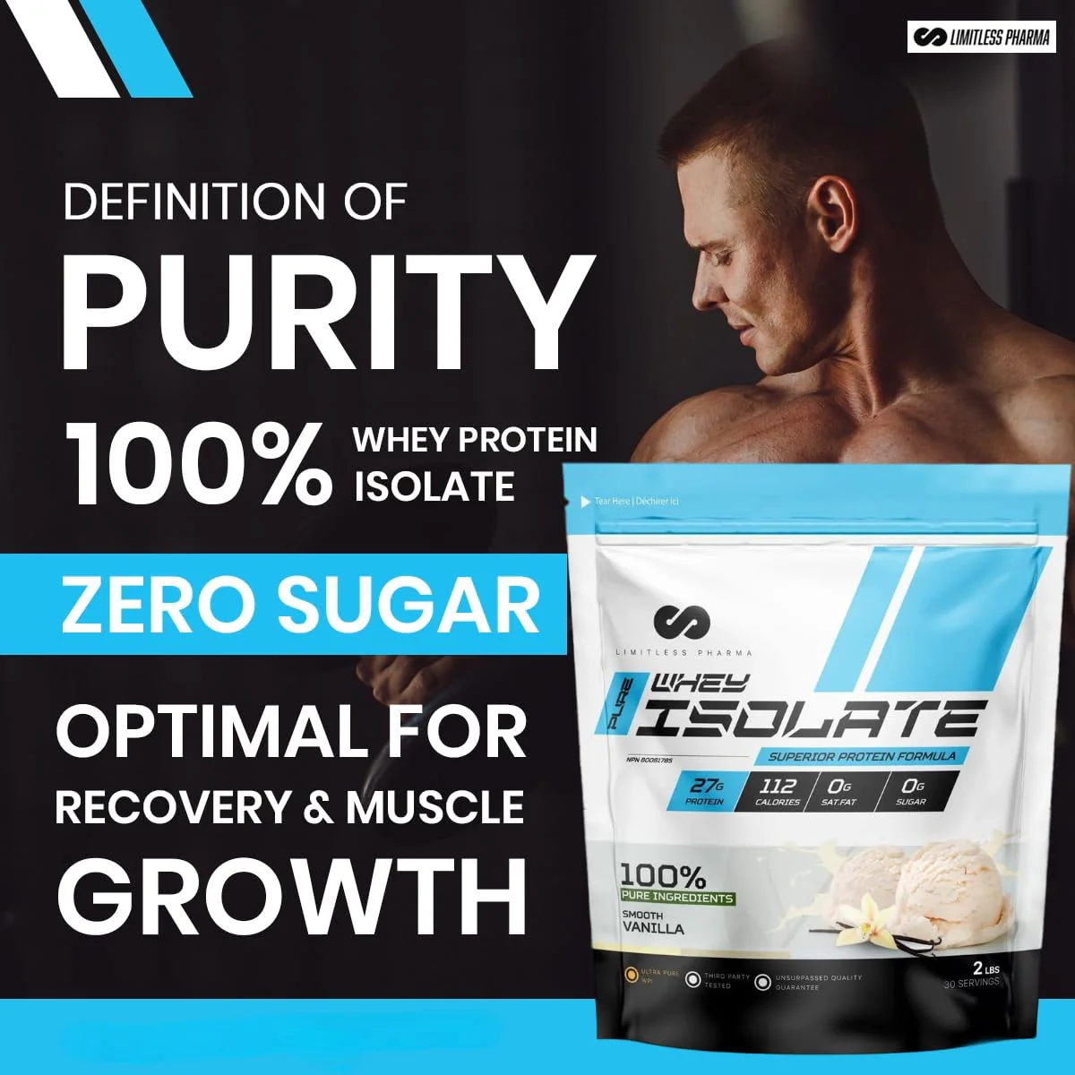 Limitless Pharma – Pure Whey Isolate – Double Chocolate – 5 lb - Canadian Distribution - Ships Free Within Canada on Orders Above CAD $199 - Image 3