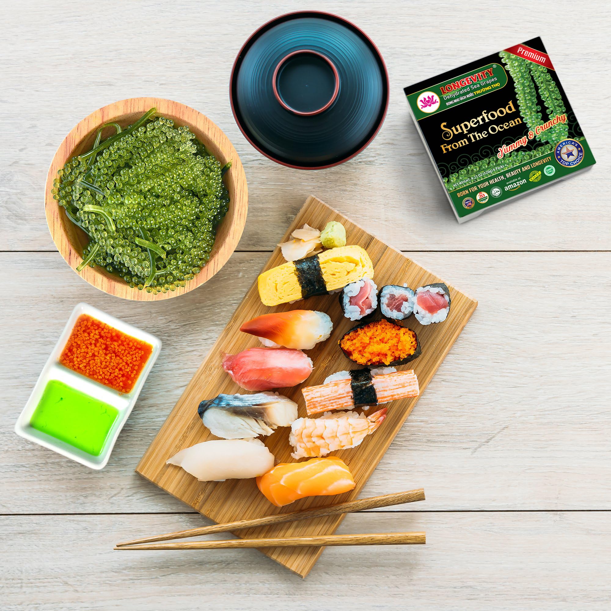 Longevity โ Sea Grapes Umibudo Green Caviar โ Original โ 6 Pack โ Dehydrated saltwater marinated - Canadian Distribution - Ships Free Within Canada on Orders Above CAD $199 - Image 3