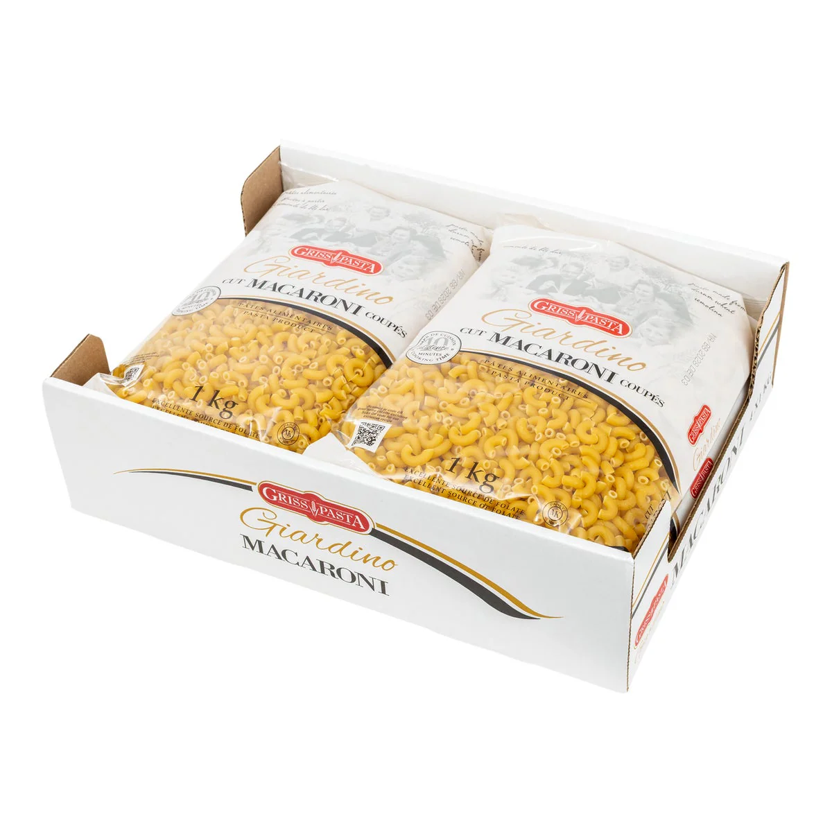 Macaroni - 4 Cases x 4 Packs x 1 kg - Griss Pasta Giardino - Canadian Distribution - Ships Free Within Canada on Orders Above CAD $199