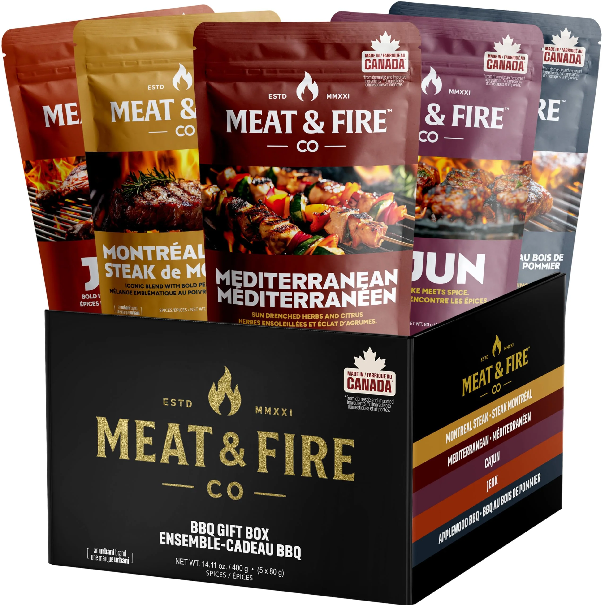 Meat and Fire Co – BBQ Spices and Rubs Gift Set – 5 Gourmet Seasonings – Gift box - Canadian Distribution - Ships Free Within Canada on Orders Above CAD $199 - Image 2