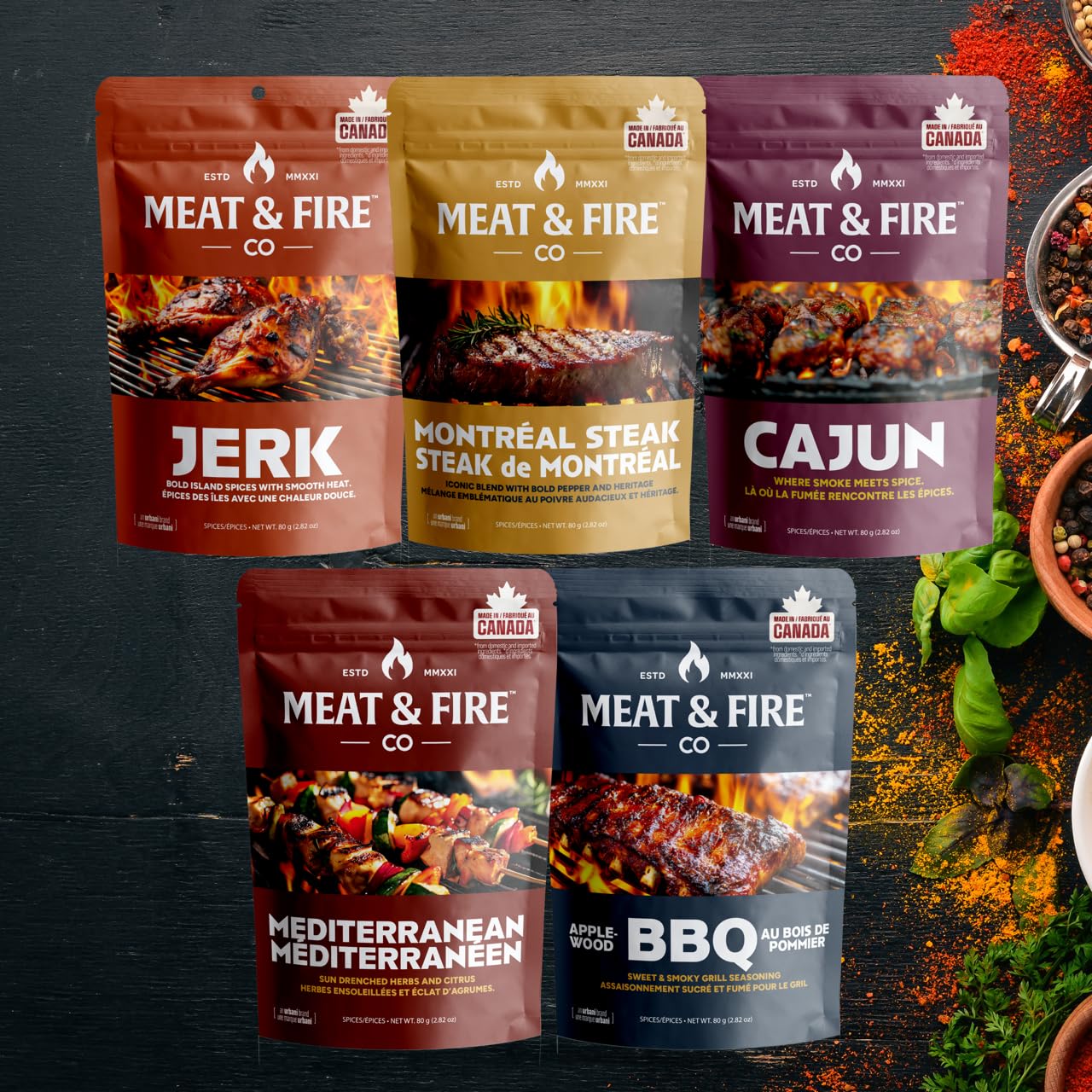 Meat and Fire Co – BBQ Spices and Rubs Gift Set – 5 Gourmet Seasonings – Gift box - Canadian Distribution - Ships Free Within Canada on Orders Above CAD $199 - Image 4