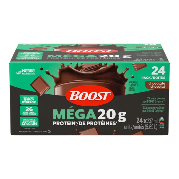 MEGA Meal Replacement Drink Chocolate - 20g Protein per 237 ml - BOOST - Health and Wellness - Canadian Distribution - Ships Free Within Canada on Orders Above CAD $199