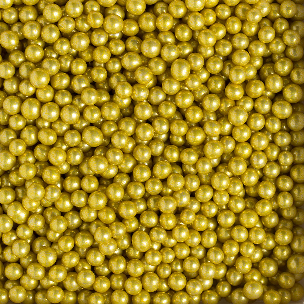 Metallic Gold Sugar Pearls, 5mm - Canadian Distribution - Ships Free Within Canada on Orders Above CAD $199 - Image 2