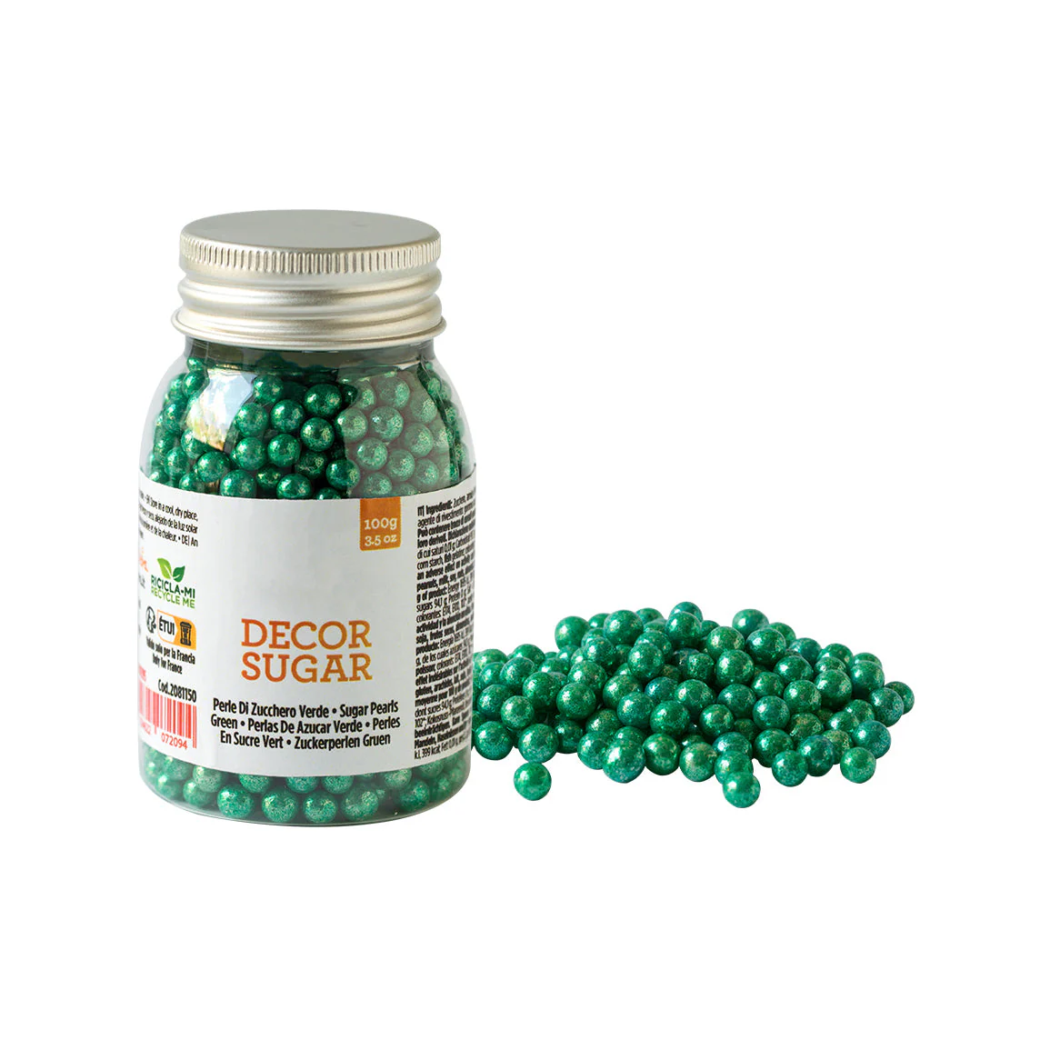 Metallic Green Sugar Pearls, 5mm - Canadian Distribution - Ships Free Within Canada on Orders Above CAD $199