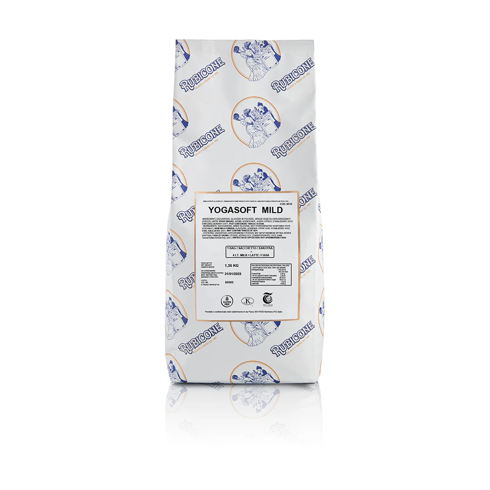 "PRE-ORDER" Mild Traditional Frozen Yogurt Mix - Yogasoft M Mild - Case of 10 x 1.35 KG bags - Rubicone Canada - Ships Free Within Canada on Orders Above CAD $199