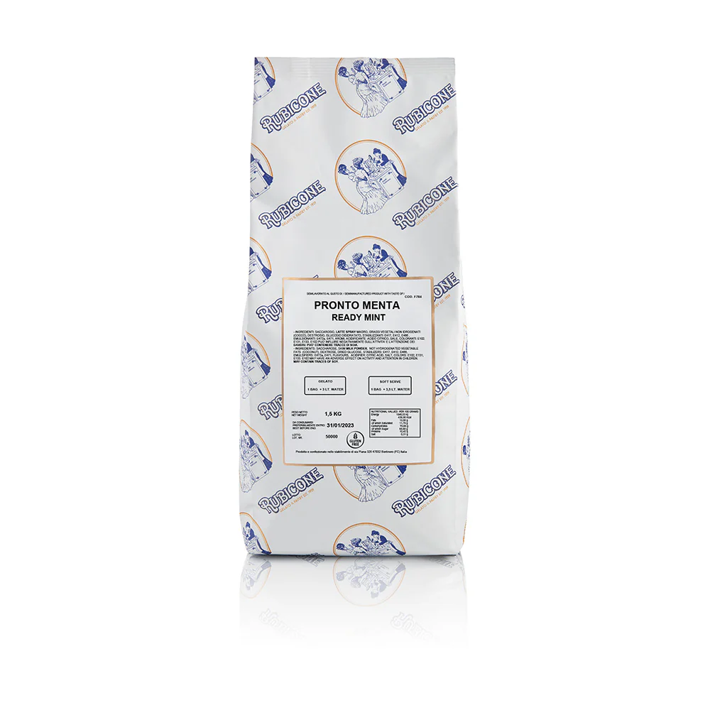 "PRE-ORDER" Mint Ready Creamy - Ready Base for Soft Serve and Gelato - Case of 8 x 1.5 KG bags - Rubicone Canada - Ships Free Within Canada on Orders Above CAD $199