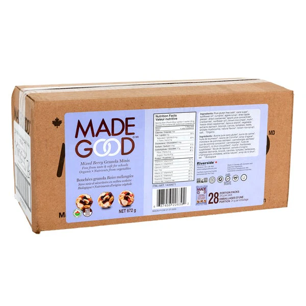 Mixed Berry Granola Minis - 4 Cases x 28 Packs x 24 g - Made Good - Canadian Distribution - Ships Free Within Canada on Orders Above CAD $199