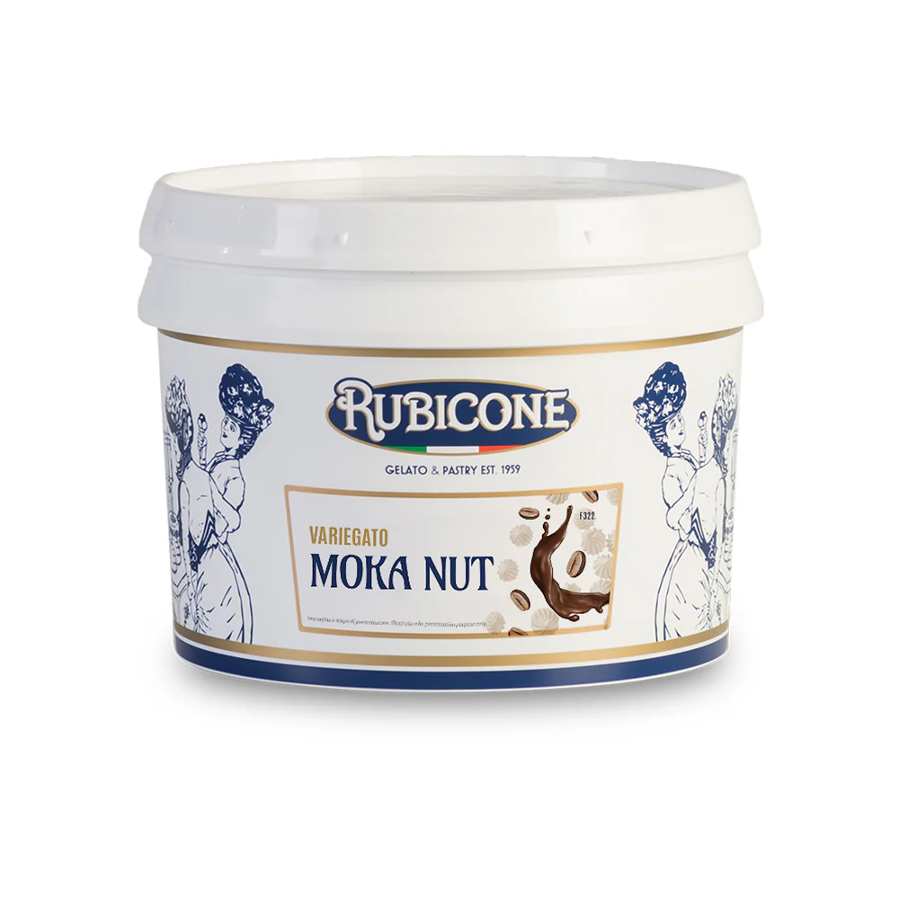 "PRE-ORDER" Moka Nut Sundae Dessert Topping - Case of 2 x 3 KG Buckets - Moka Nut Variegate - Rubicone Canada - Ships Free Within Canada on Orders Above CAD $199 - Image 2