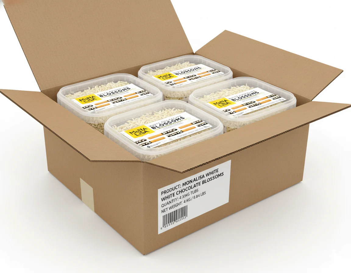 Mona Lisa - White Chocolate Blossoms - 1KG - Case of 4 x 1KG - Barry Callebaut - Canadian Distribution - Ships Free Within Canada on Orders Above CAD $199 - Image 2