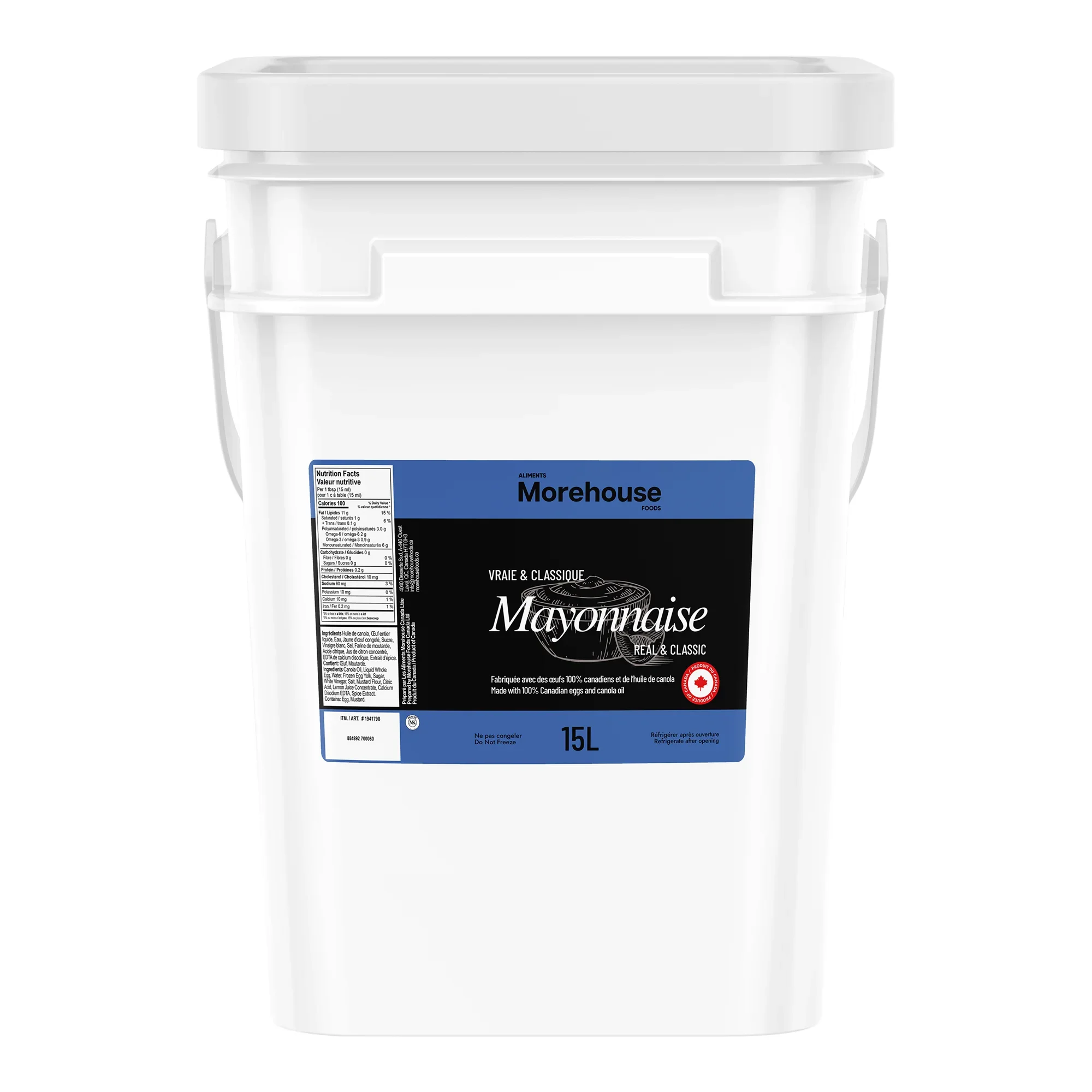 Morehouse Real Mayonnaise - 2 x 15L - Grocery and Food Items - Canadian Distribution - Ships Free Within Canada on Orders Above CAD $199
