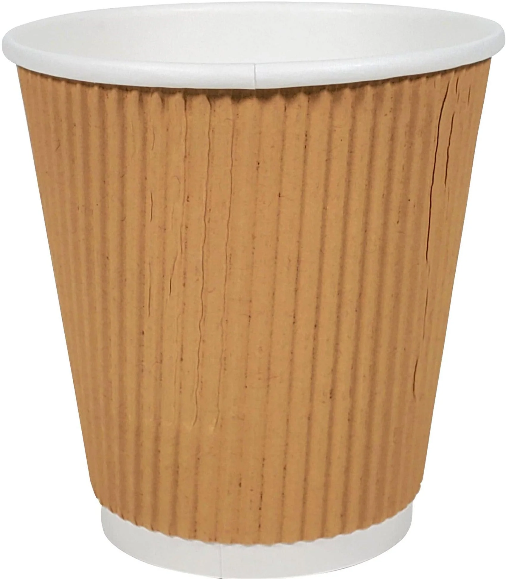 Morning Dew - 10 oz Squat Hot Paper Cup - Ripple - Kraft - 20 x 25 count