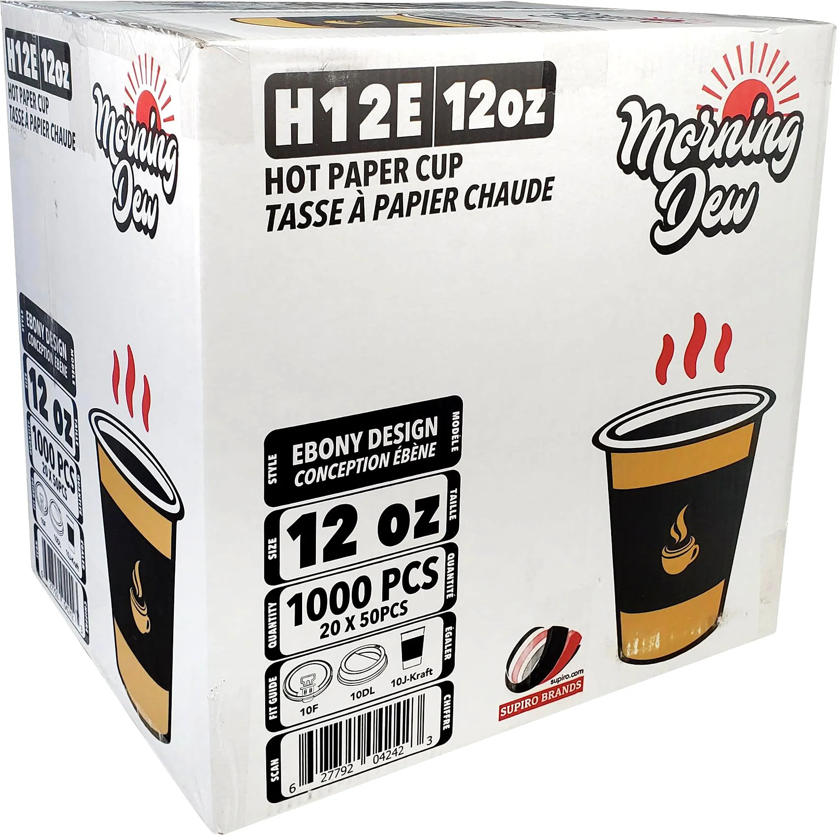 Morning Dew - 12 oz Hot Paper Cups - Ebony Print - 20 x 50 count - Image 6