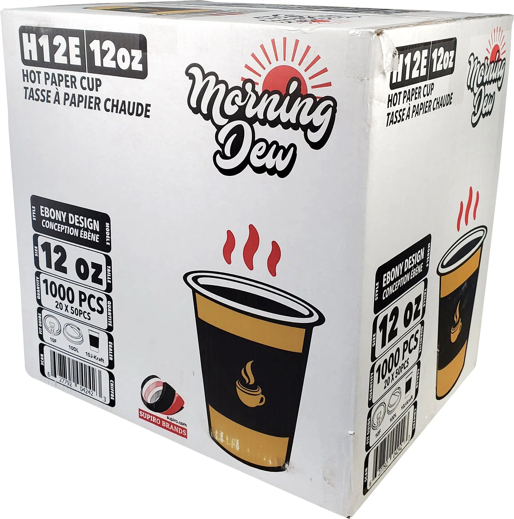 Morning Dew - 12 oz Hot Paper Cups - Ebony Print - 20 x 50 count - Image 7
