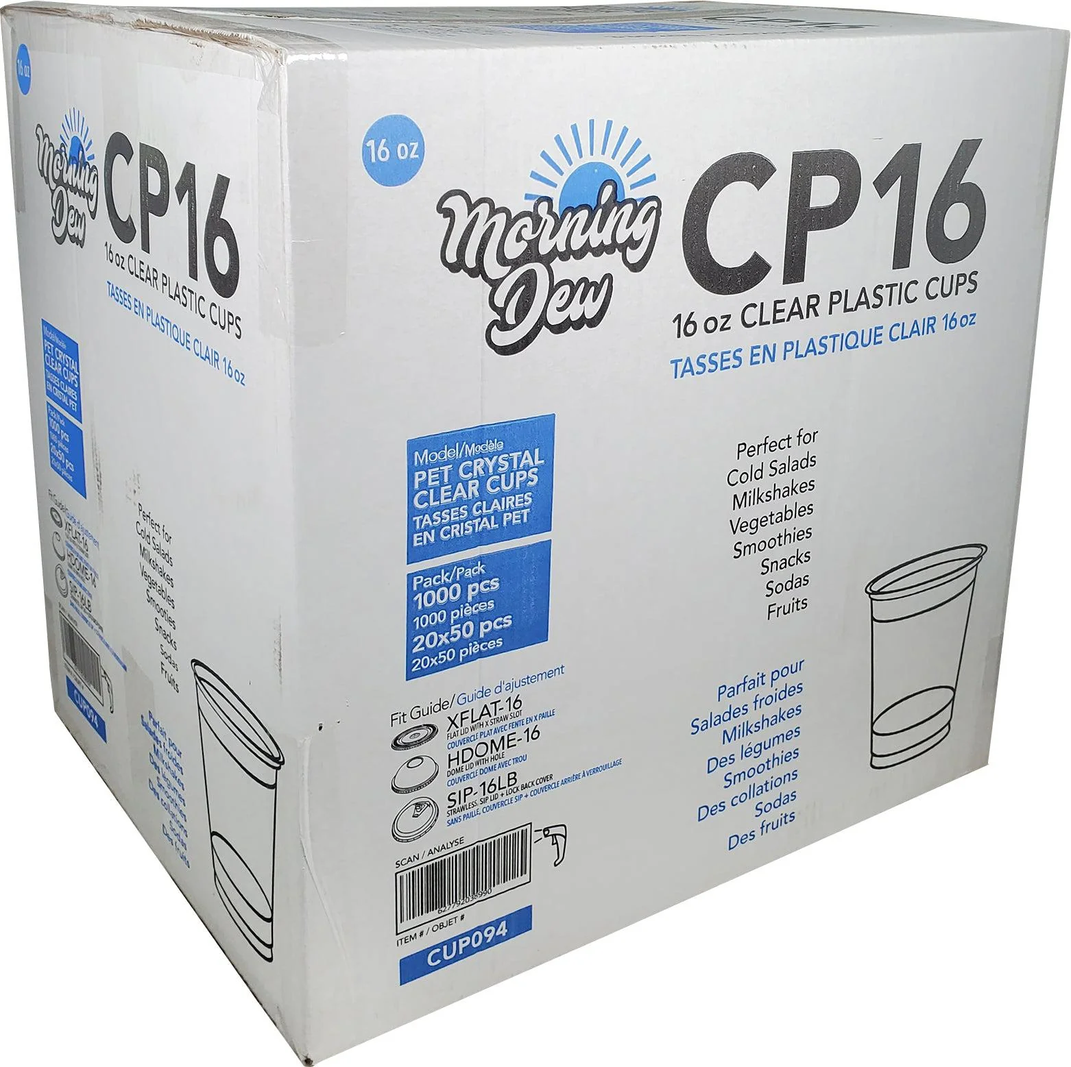 Morning Dew - 16 oz Clear PET Plastic Cup - 20 x 50 count - Image 5