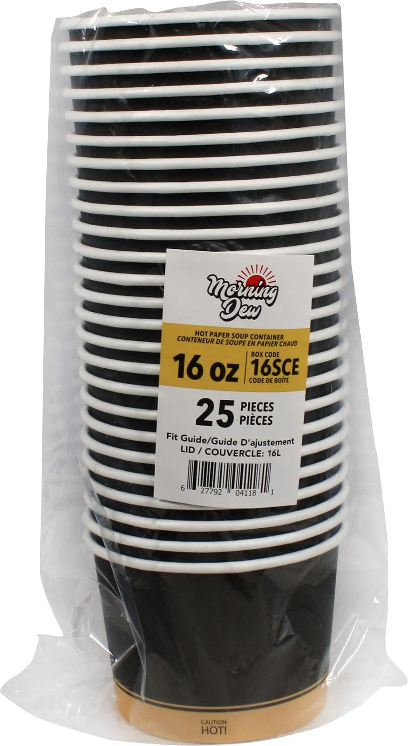 Morning Dew - 16 oz Paper Soup Container - Ebony Print - 20 x 25 count - Image 3