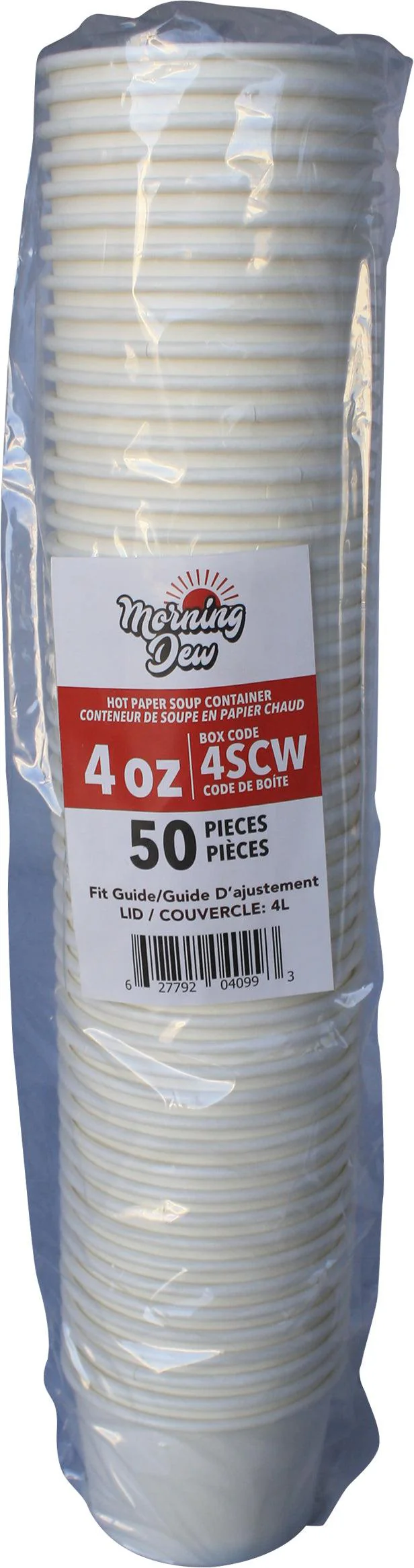 Morning Dew - 4 oz Paper Soup Container - White - 20 x 50 count - Image 2