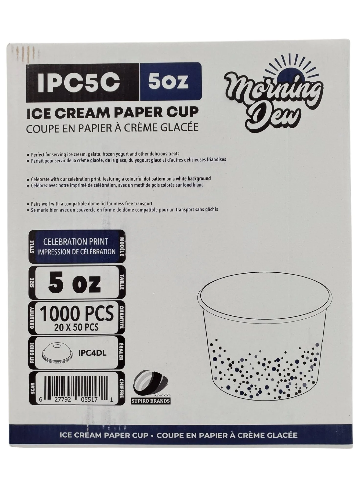Morning Dew - 5oz Ice Cream Paper Cups - Celebration Print - 20 x 50 count - Image 2