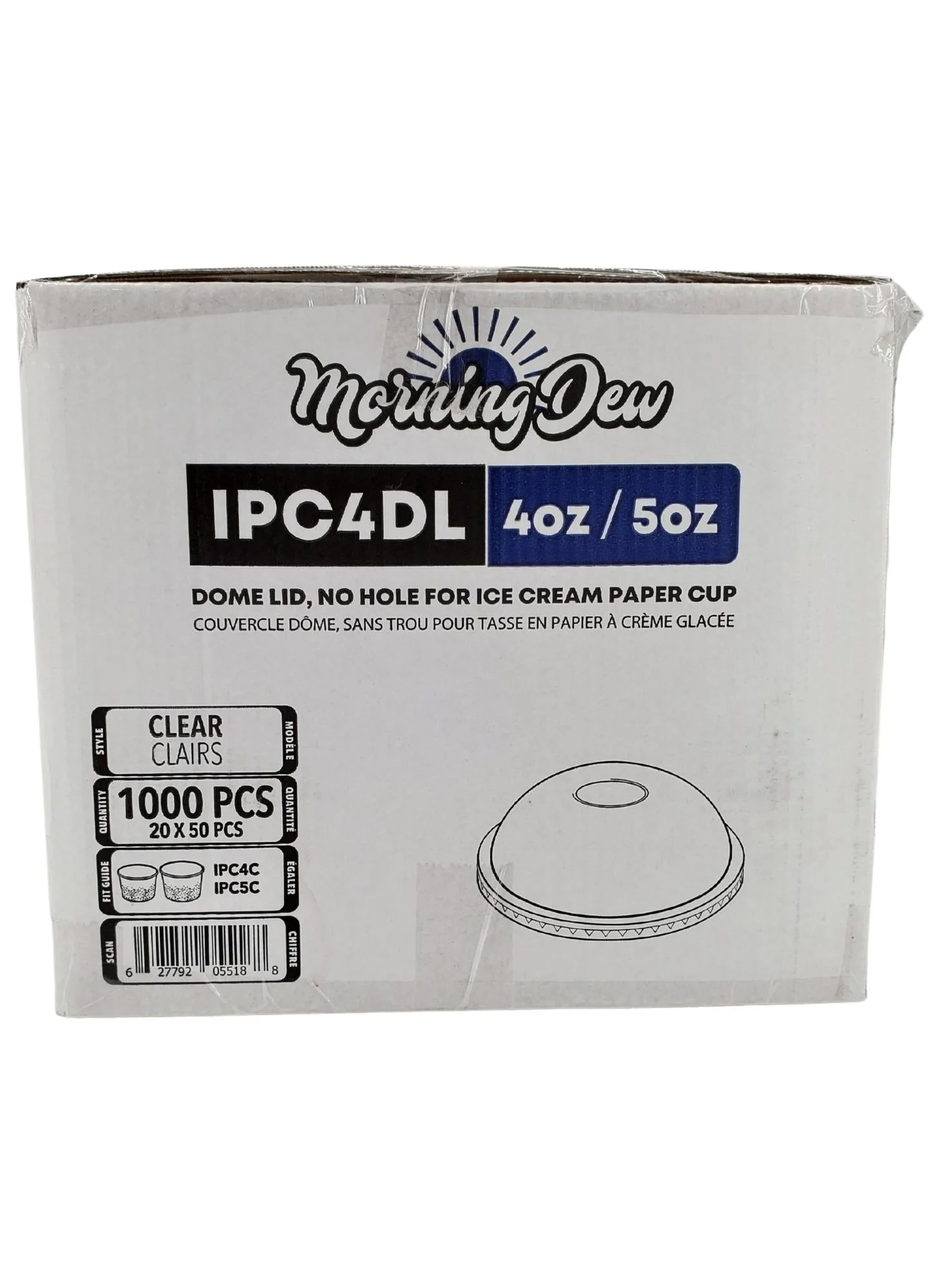 Morning Dew - Dome Lid for 4 / 5 oz Ice Cream Paper Cup - 20 x 50 count - Image 9