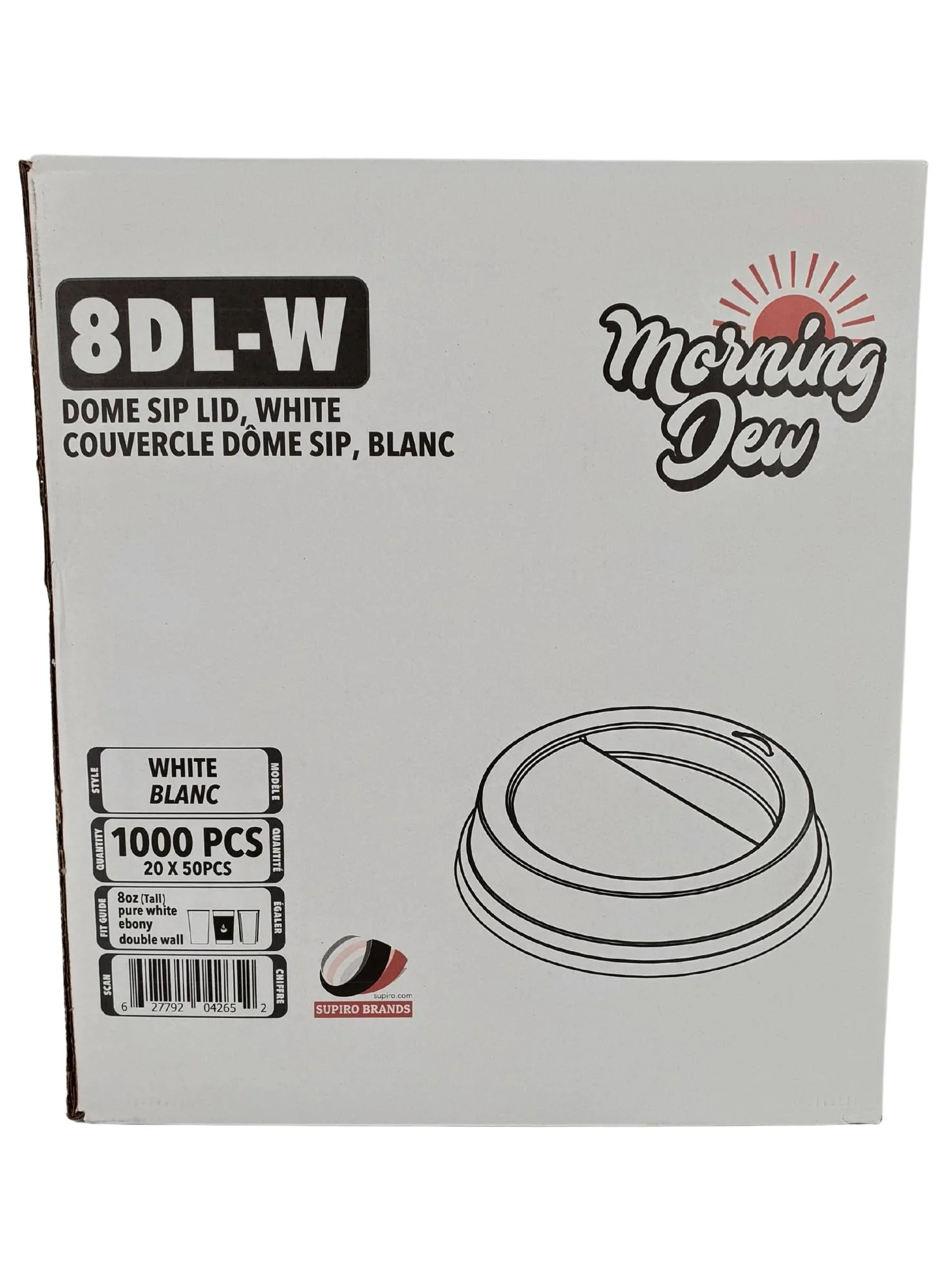 Morning Dew - Dome Sip Lid for 8 oz Tall Hot Paper Cups - White - 20 x 50 count - Image 4