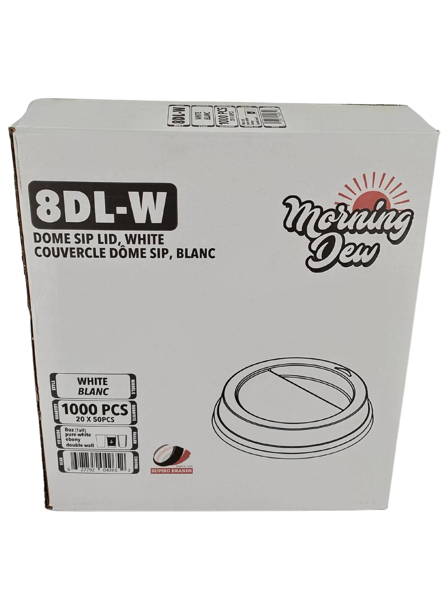Morning Dew - Dome Sip Lid for 8 oz Tall Hot Paper Cups - White - 20 x 50 count - Image 5