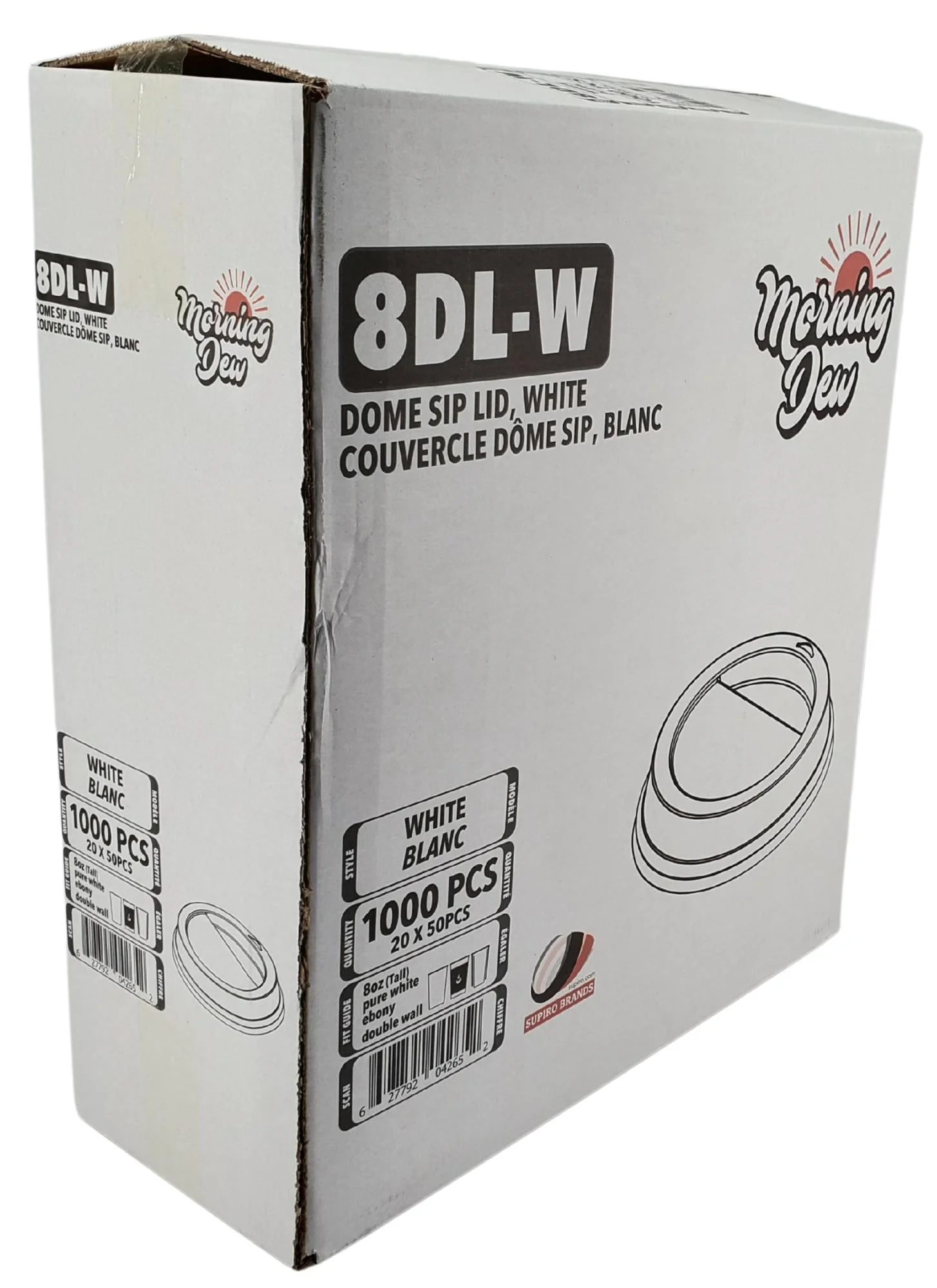 Morning Dew - Dome Sip Lid for 8 oz Tall Hot Paper Cups - White - 20 x 50 count - Image 6