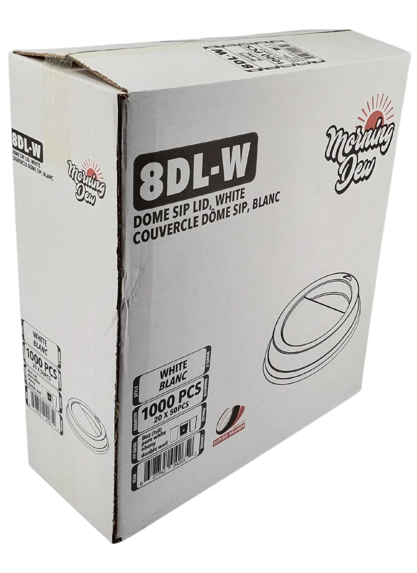 Morning Dew - Dome Sip Lid for 8 oz Tall Hot Paper Cups - White - 20 x 50 count - Image 7