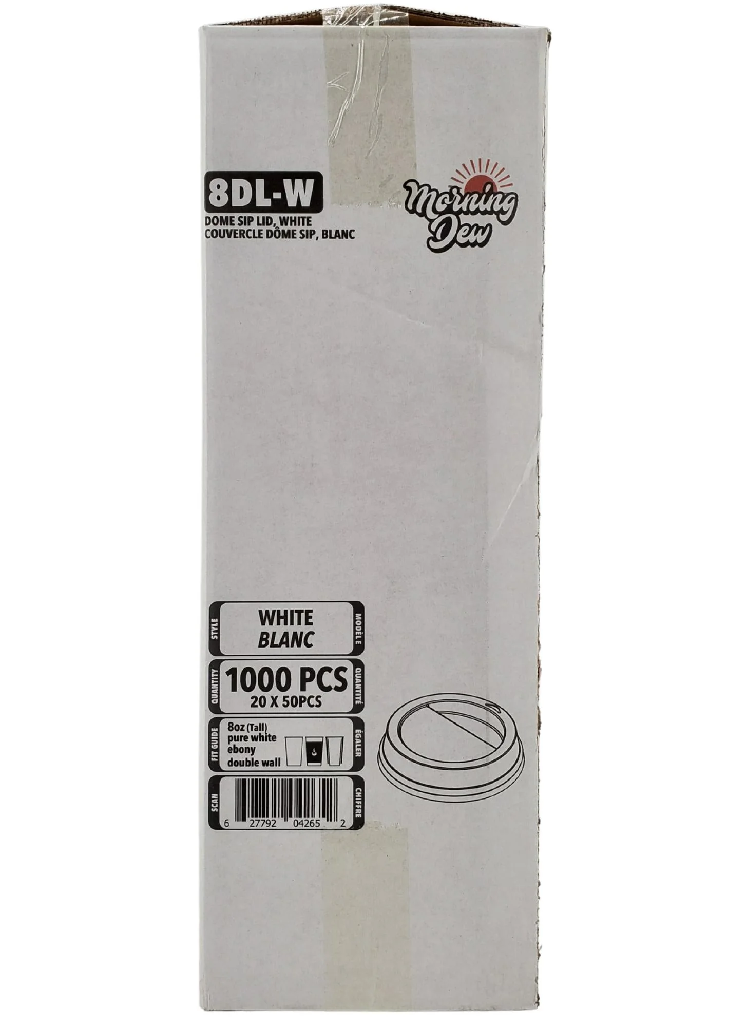 Morning Dew - Dome Sip Lid for 8 oz Tall Hot Paper Cups - White - 20 x 50 count - Image 8
