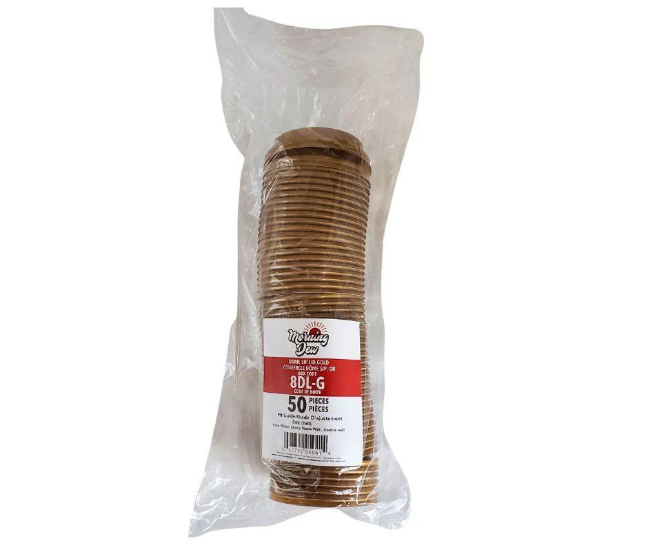 Morning Dew - Dome Sip Lid for 8oz Tall Hot Paper Cups - Gold - 20 x 50 count - Image 3