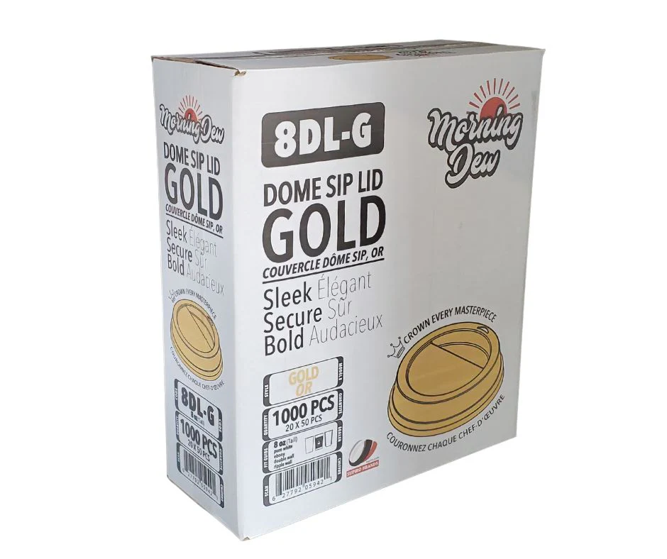 Morning Dew - Dome Sip Lid for 8oz Tall Hot Paper Cups - Gold - 20 x 50 count - Image 5