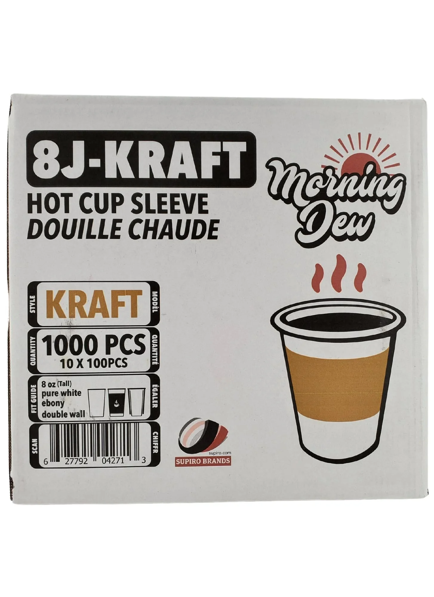 Morning Dew - Hot Cup Sleeves for 8 oz Tall Hot Paper Cups - Kraft - 10 x 100 count - Image 5