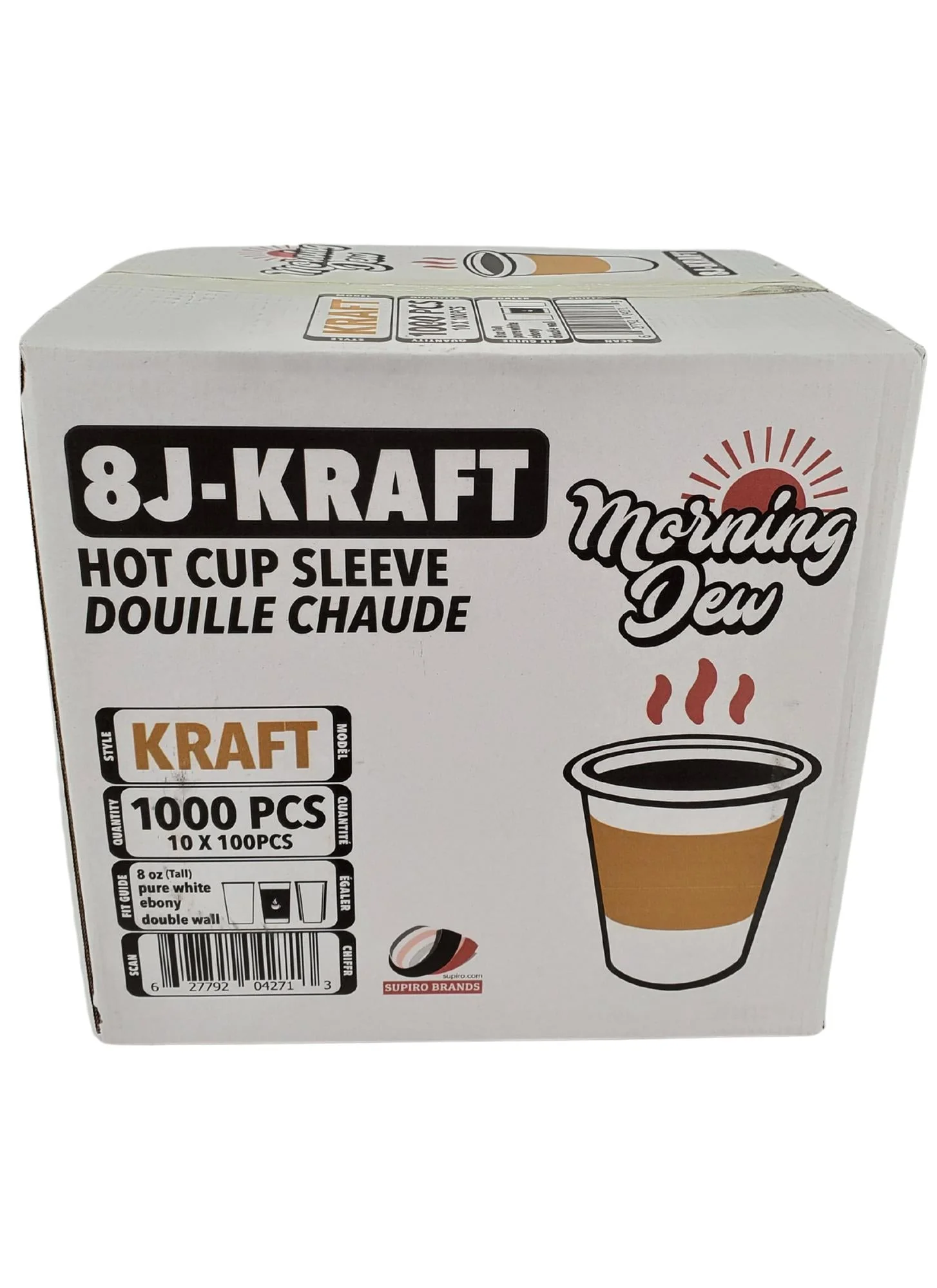 Morning Dew - Hot Cup Sleeves for 8 oz Tall Hot Paper Cups - Kraft - 10 x 100 count - Image 6
