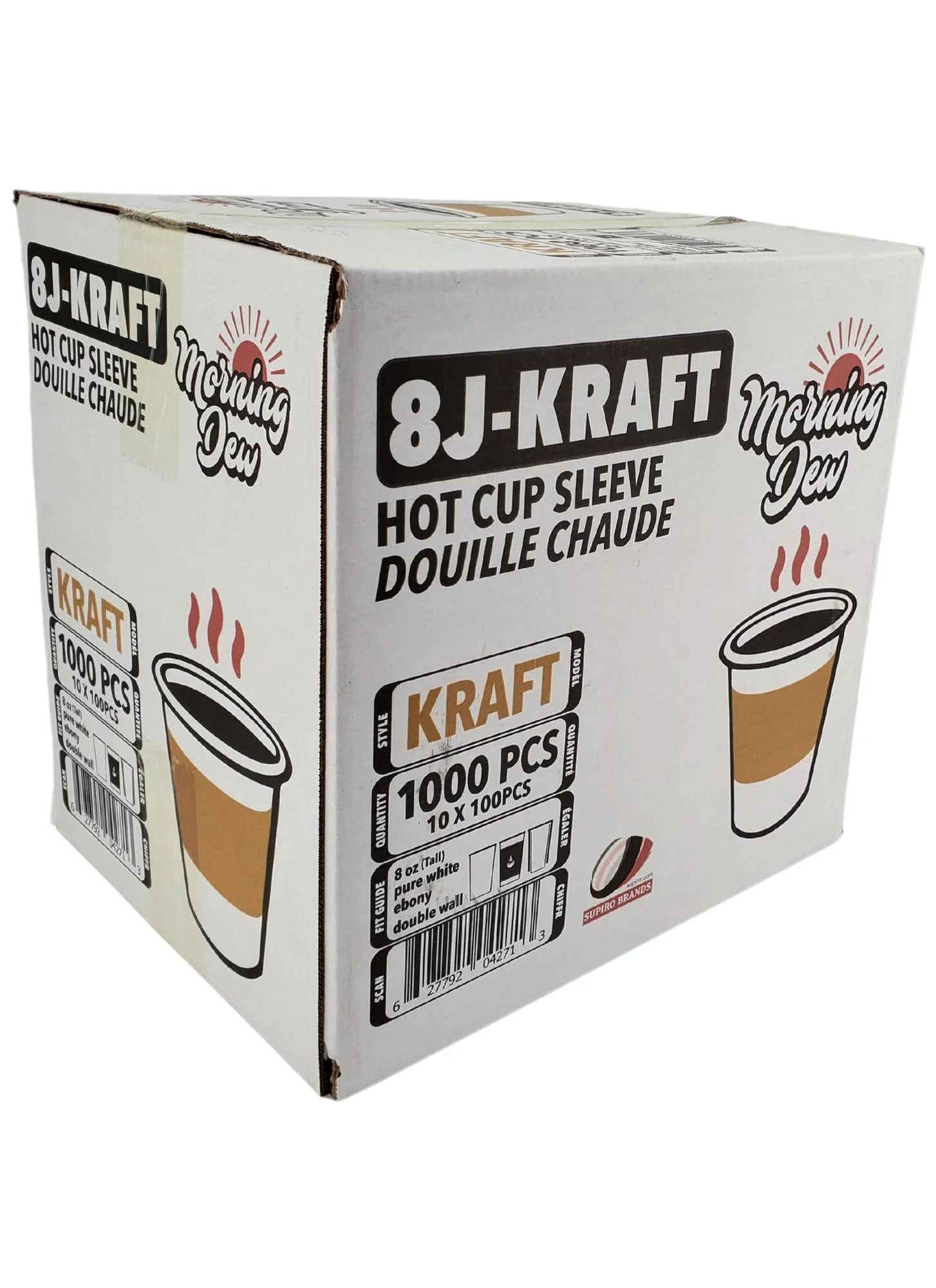 Morning Dew - Hot Cup Sleeves for 8 oz Tall Hot Paper Cups - Kraft - 10 x 100 count - Image 7