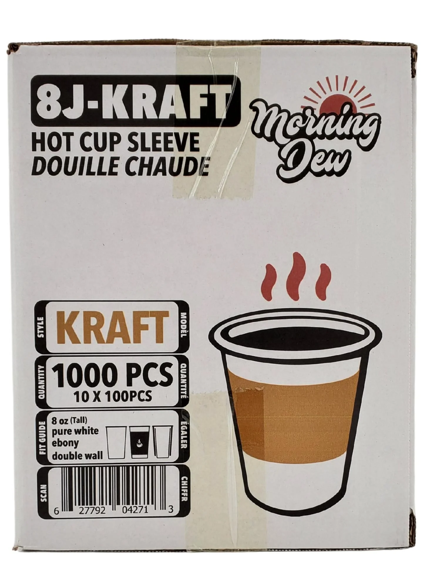Morning Dew - Hot Cup Sleeves for 8 oz Tall Hot Paper Cups - Kraft - 10 x 100 count - Image 8
