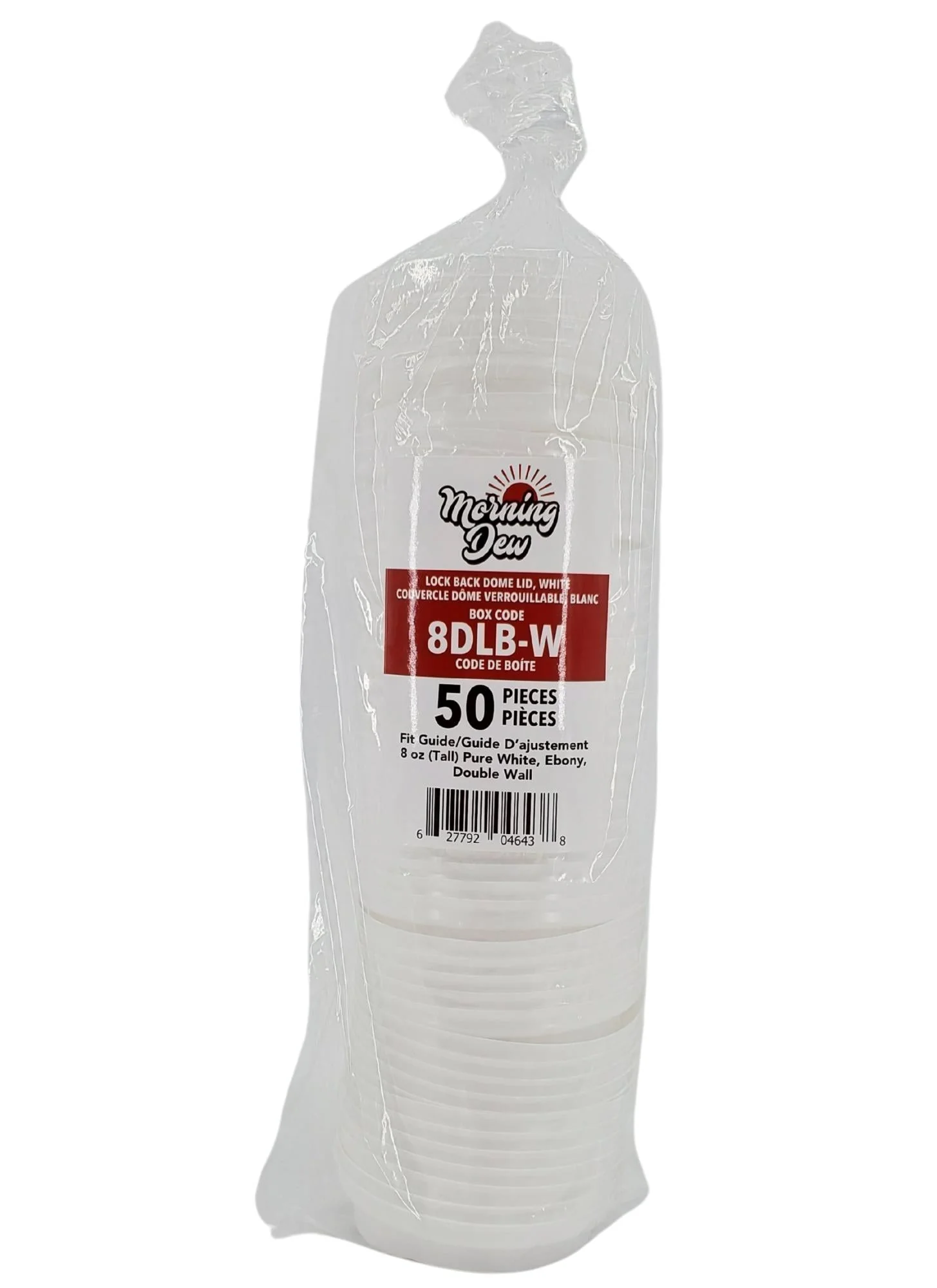 Morning Dew - Lock Back, Dome Sip Lid for 8 oz Tall Hot Paper Cups - White - 20 x 50 count - Image 2