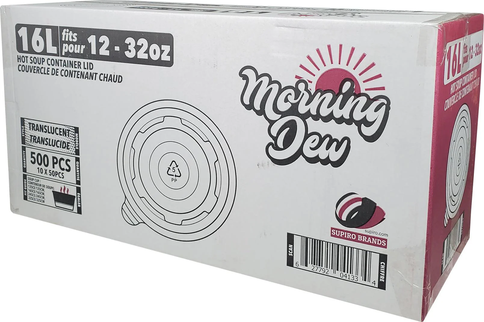 Morning Dew - Plastic Lids for 12 to 32 oz Paper Soup Container - 10 x 50 count - Image 3