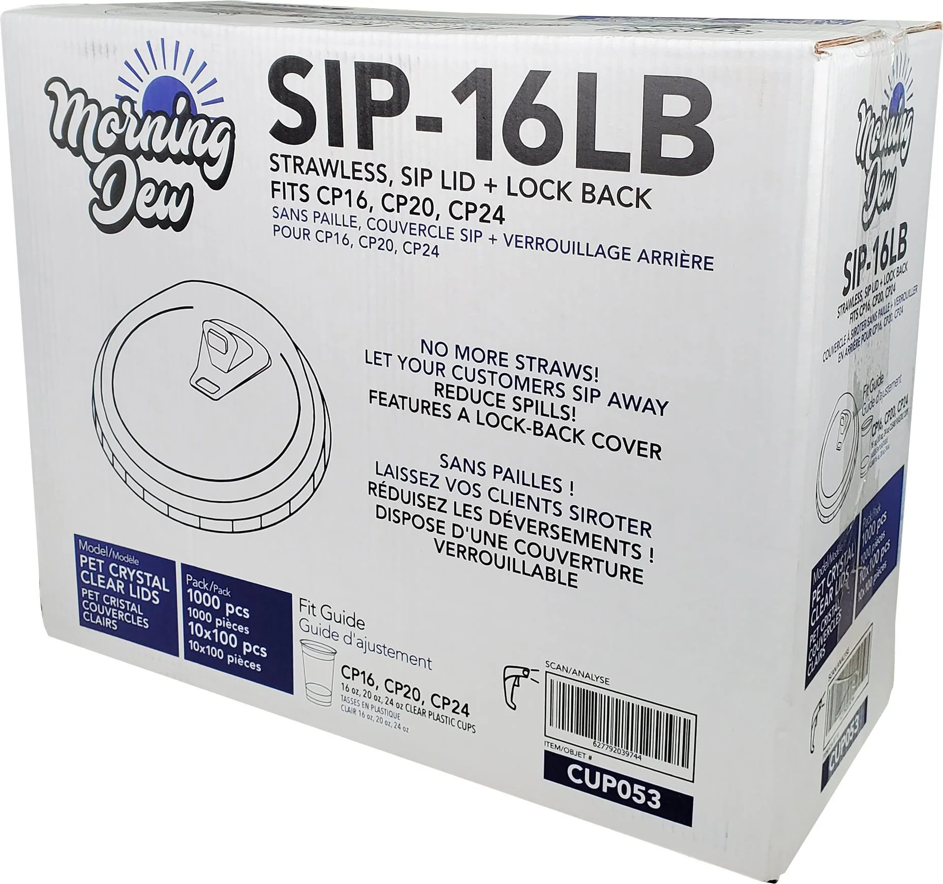 Morning Dew - Sip Lids W/Lock Back Cover For CP16-CP24 Clear Pet Cup - 98mm - 10 x 100 count - Image 7
