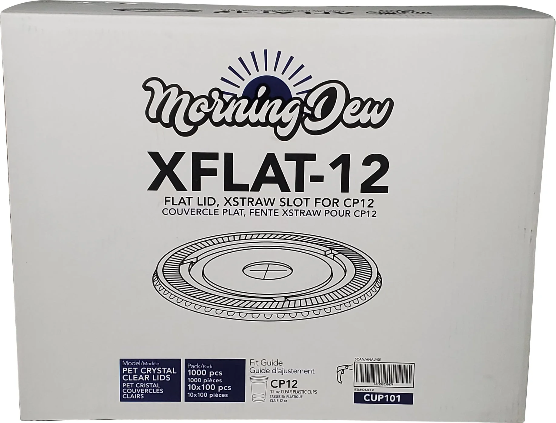 Morning Dew - X Slot Flat Lids - For 12oz Cup Only - 10 x 100 count - Image 2